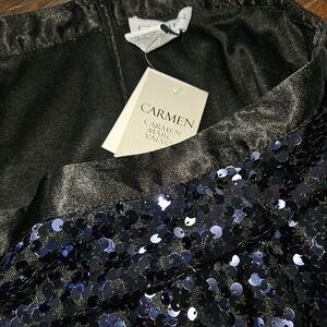 Carmen Marc Valvo Sequin Skirt in Star Blue Size 4